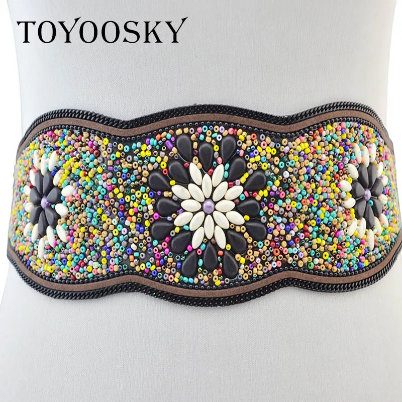 Женский широкий ремень TOYOOSKY роскошный этнический пояс с бирюзой в богемном стиле