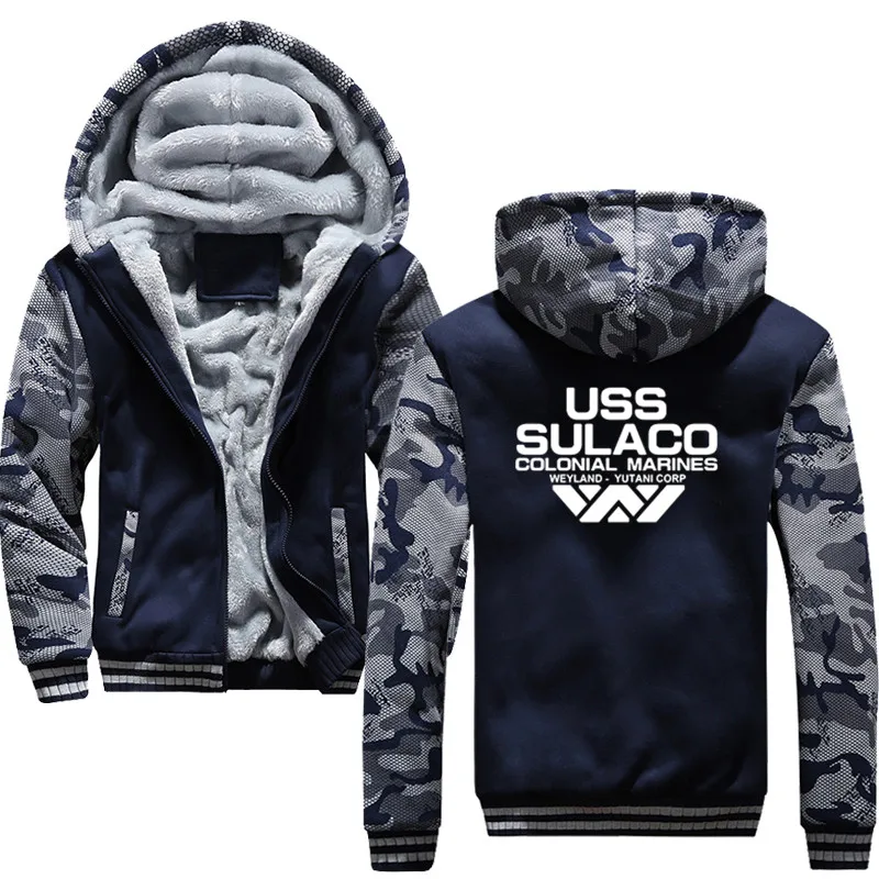 Толстовки мужские 2018 модные USS SULACO толстые флисовые толстовки s однотонные зимние