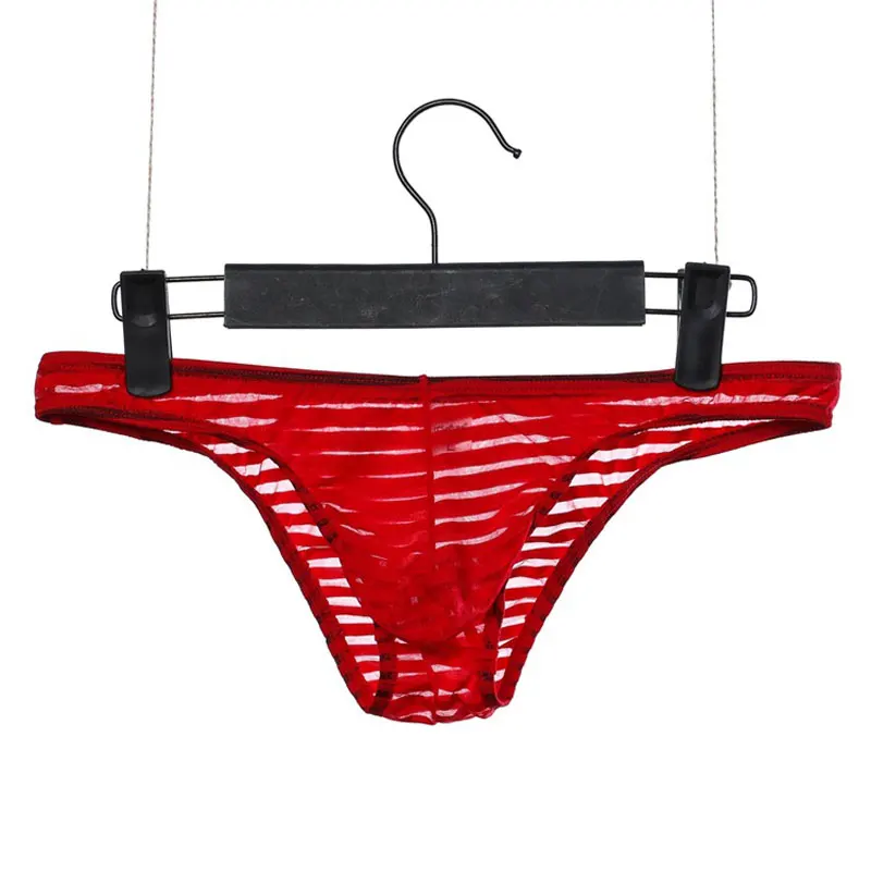 Сексуальное мужское нижнее белье размера плюс из ледяного шелка в полоску