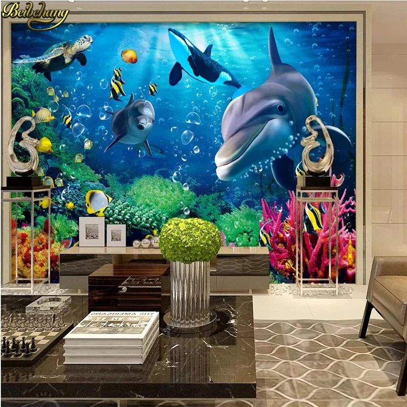 

beibehang Custom photo wallpaper mural 3D underwater world dolphin TV background wall decorative painting wall papers home decor