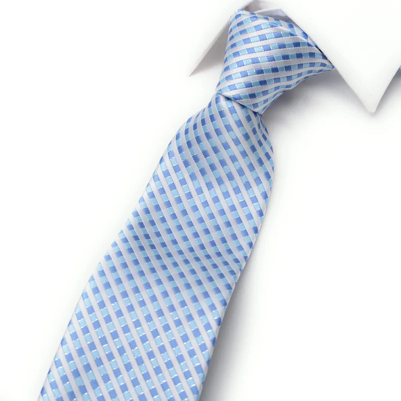 

2018 новый высококачественный мужской деловой ГАЛСТУК официальный синий клетчатый жаккардовый Плетеный Свадебный галстук 8 см классический ...