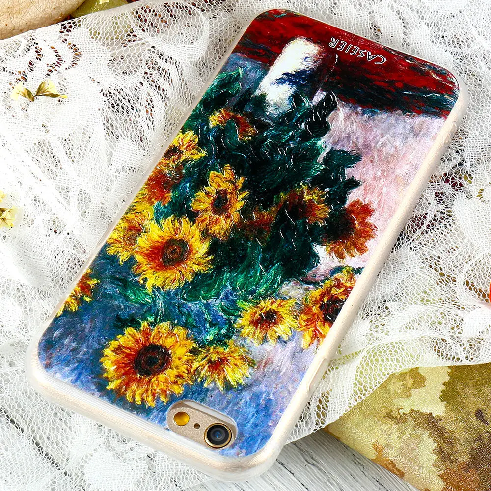 Caseier картины Моне чехол для телефона iPhone 7 8 Plus Мягкий ТПУ силиконовый 6/6s X 5 5S SE