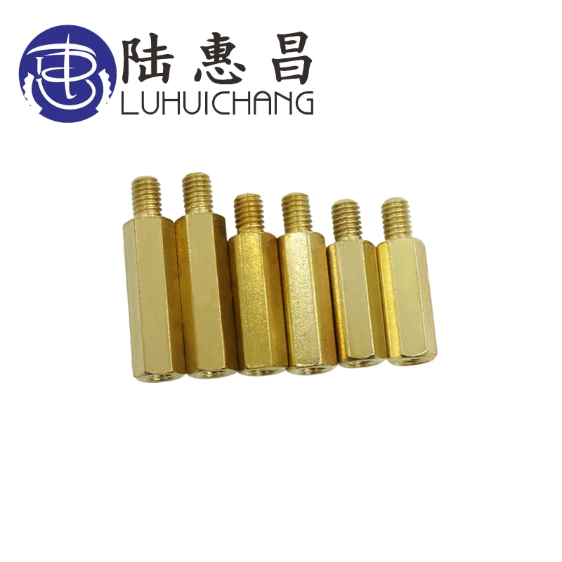 luhuichang 30Pcs M3*L+6mm Hex Head Brass Spacer Nut Copper Insert Threaded Pillar PCB Computer Motherboard Female Male Standoff