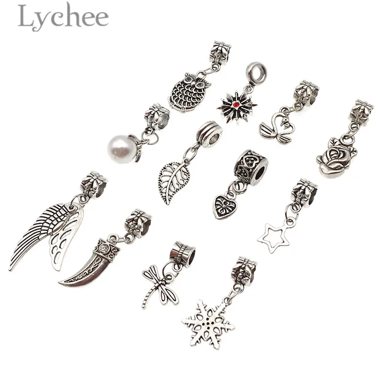 Lychee 12 шт. Сплав Подвеска дреды бусины волосы коса отверстие волос оплетка манжеты зажим отверстие головные уборы аксессуары случайный