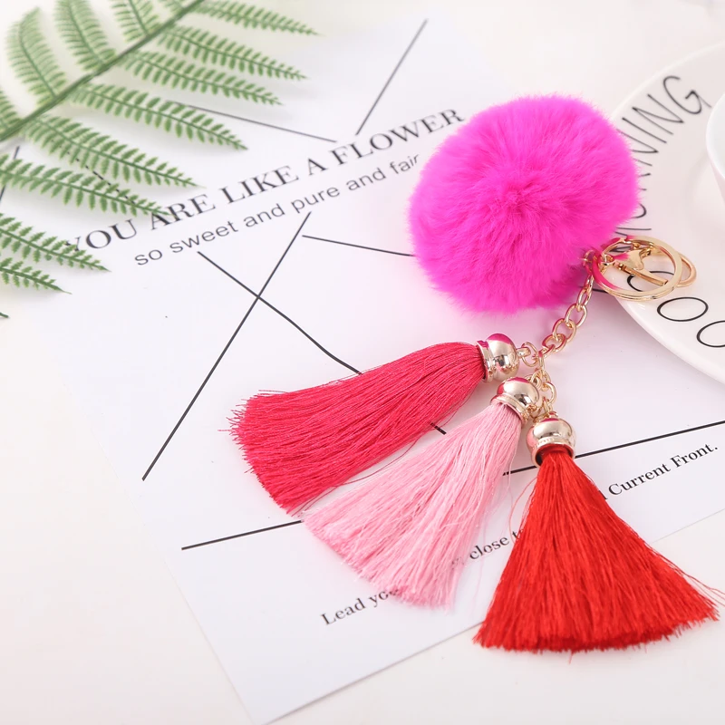 12 шт./десяток весь горячая Распродажа кисточкой помпоном из меха кролика брелок