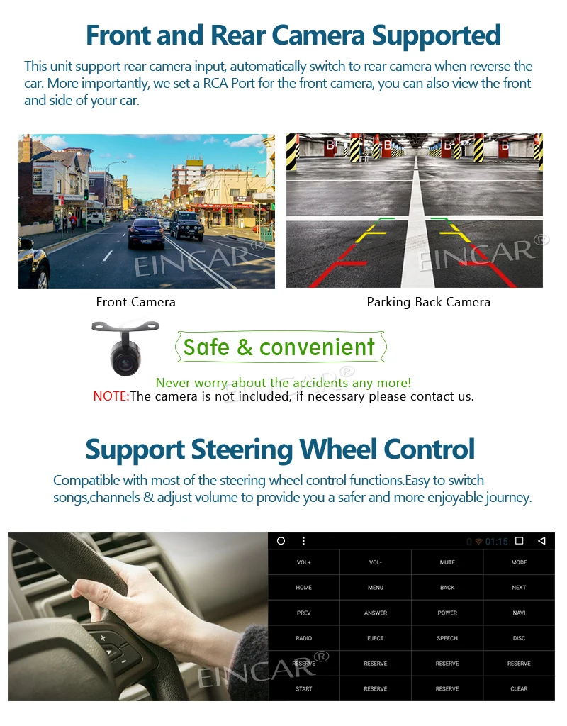 GPS навигация Bluetooth FM AM RDS радио Зеркало Ссылка WiFi 3G 4G сабвуфер Eincar 7 дюймов двойной