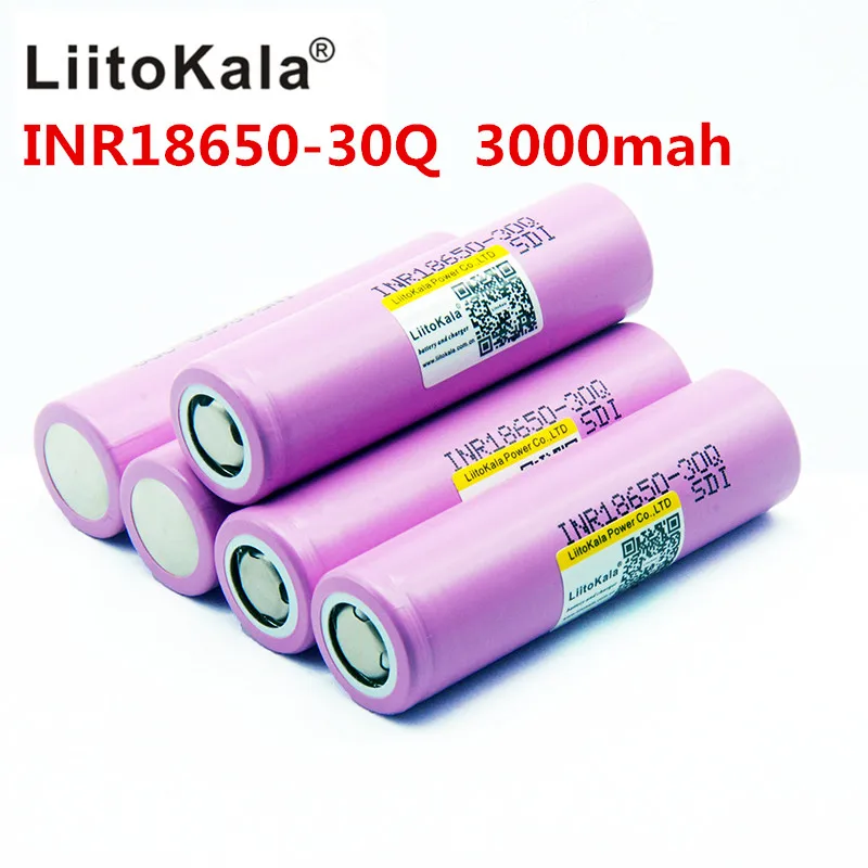 LiitoKala для INR 18650 аккумулятор 3,7 V 3000 mAh INR18650 30Q литий-ионный аккумулятор