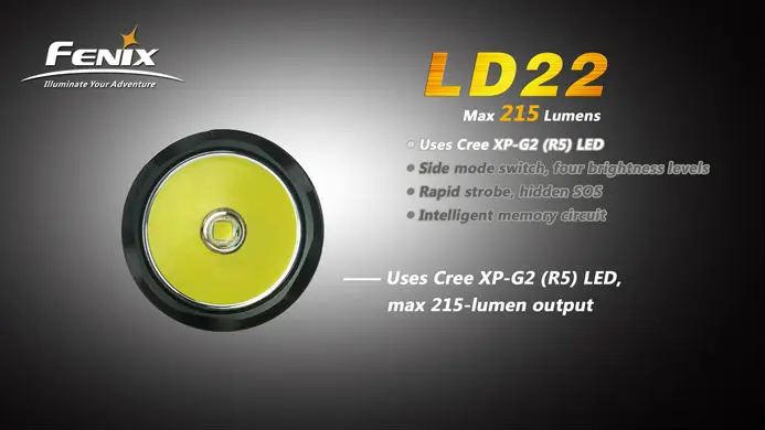 Outdoor lighting LED Flashlight Fenix LD22 215 lumens XP-G2 (R5) AA battery waterproof aluminum hunting torch-100% original | Лампы и