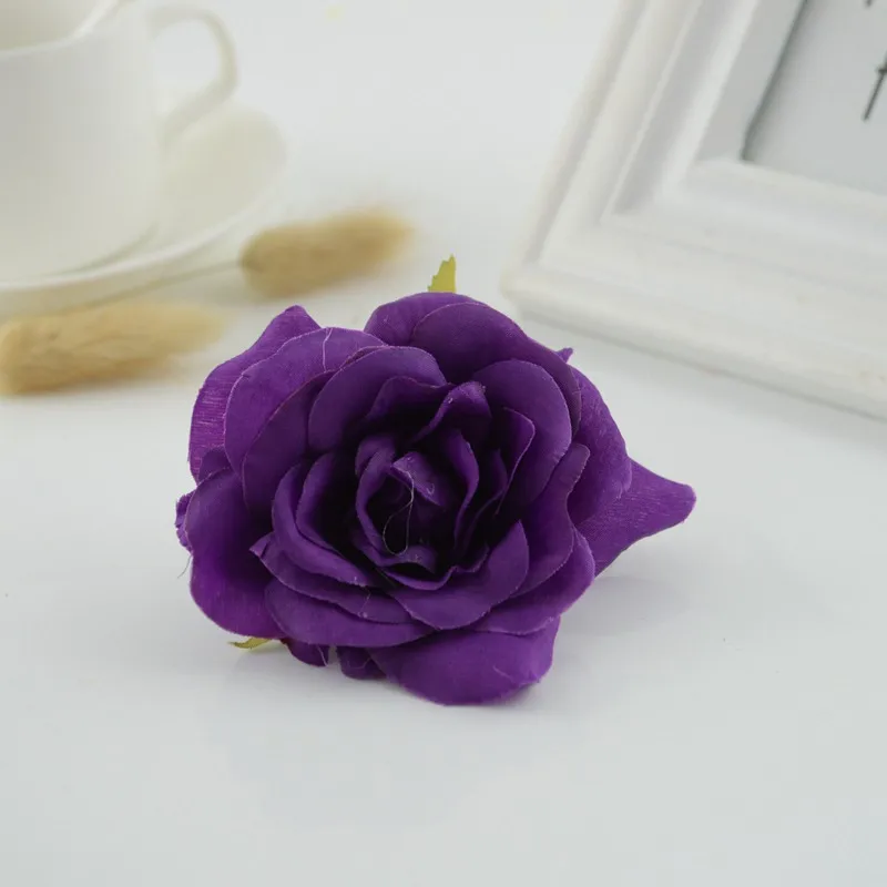 dark purple 100 шт Искусственные цветы для дома Свадебные автомобильные Рождественские декоративные Тапочки аксессуары шелковые витые розы моделирование цветок - Цвет: dark purple