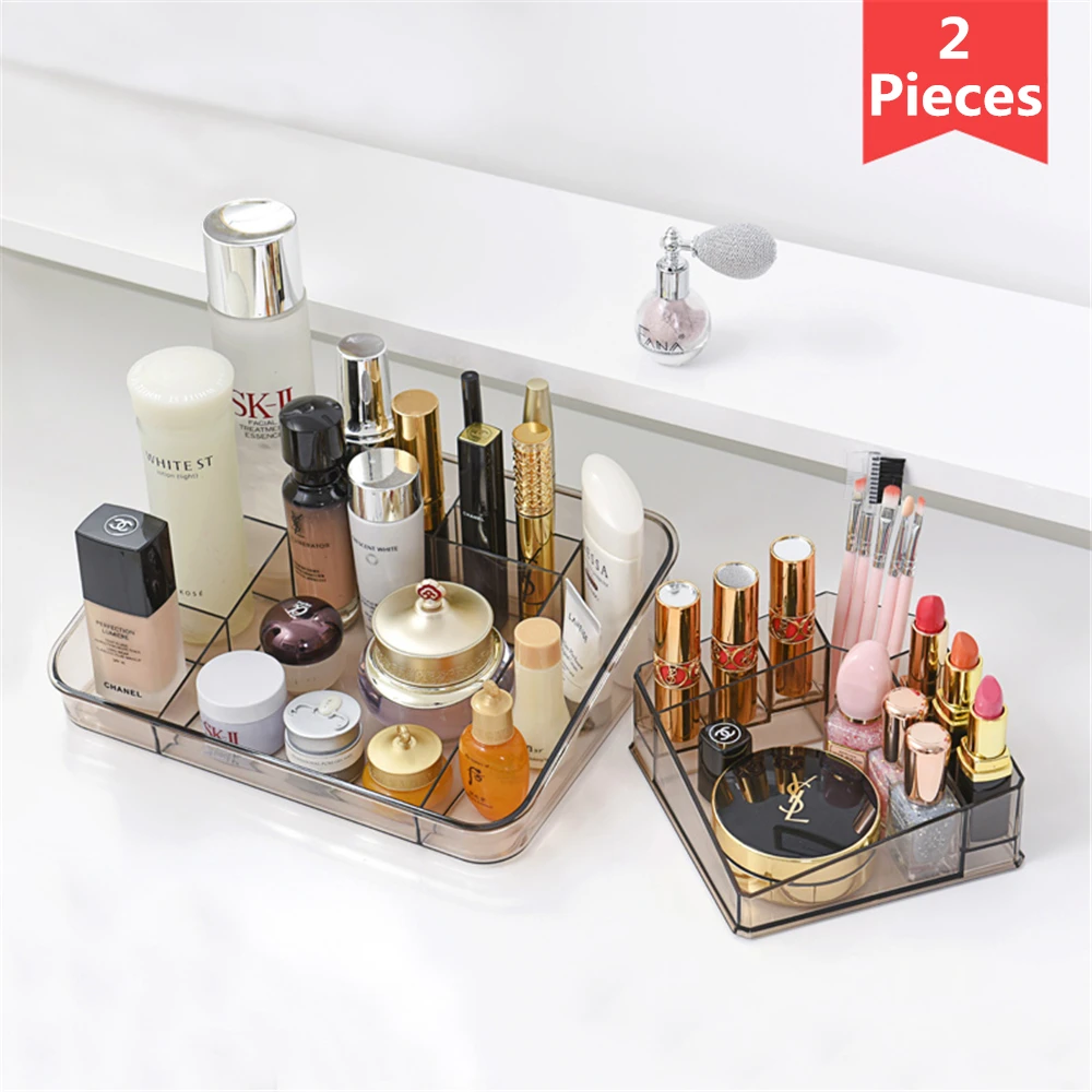 

2 Pcs Makeup Organizer Cosmetics Storage Container Home Office Desktop Sundries Jewelry Storage Box