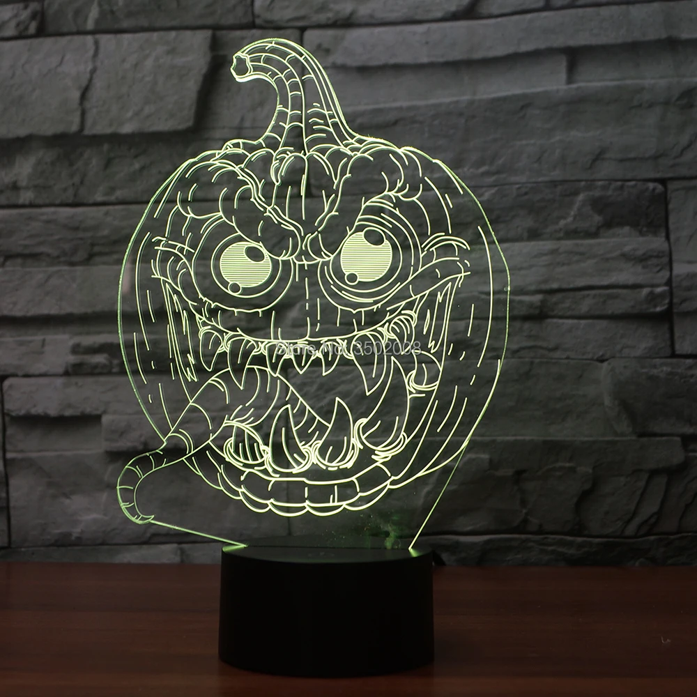 Креативная Тыква 3D форма ночник 7 меняющихся цветов Светодиодная лампа как