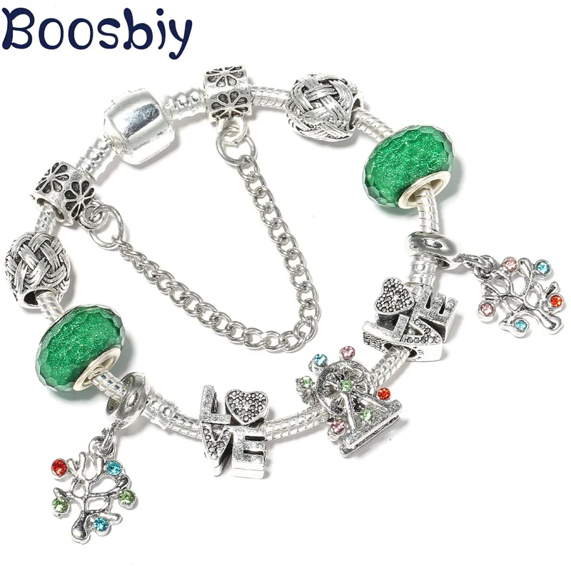 Boosbiy Европейская мода уникальный посеребренный браслет DIY хрустальные бусины