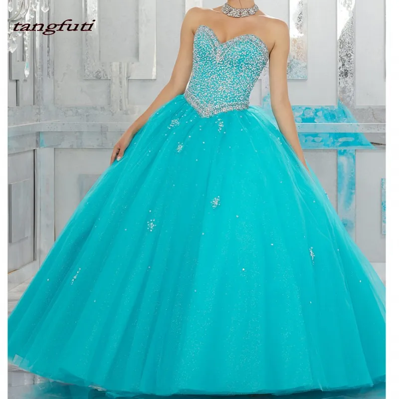 Женское бальное платье без рукавов Quinceanera длинное с бусинами и кристаллами для