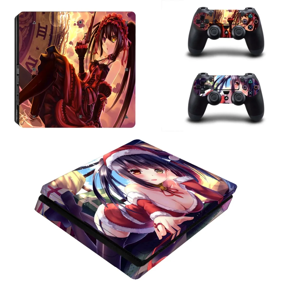 Аниме милая девушка Tokisaki Kurumi Miku Saber PS4 тонкая Наклейка защитная накладка наклейка для PS4 тонкая консоль и контроллер винил
