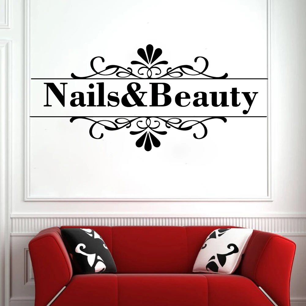

Vinyl Nail Beauty Wall Sticker DIY Wallpaper For Nail Salon For Girl bedroom Home Decor Art Wall Stickers