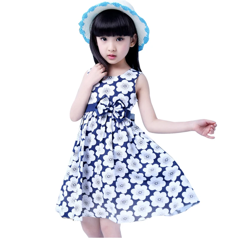 Летнее платье новинка 2019 повседневное хлопковое для девочек одежда без рукавов