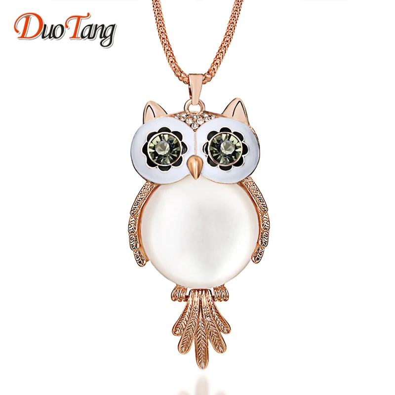 2 цвета Трендовое ожерелье с совой модное ювелирное изделие со стразами и