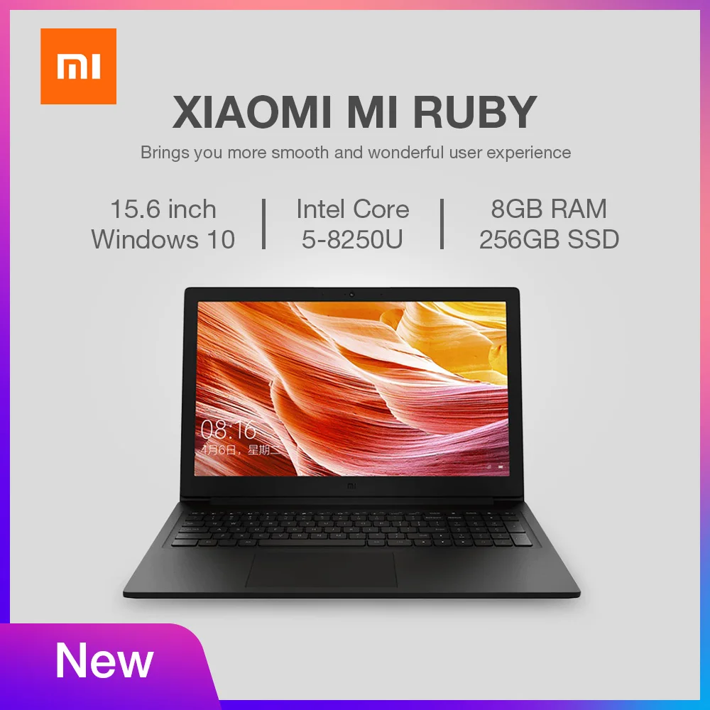 2019 Новый Xiaomi Mi Ruby 15 6 дюймов ноутбук с системой Windows 10 ОС Intel Core i5 8250U