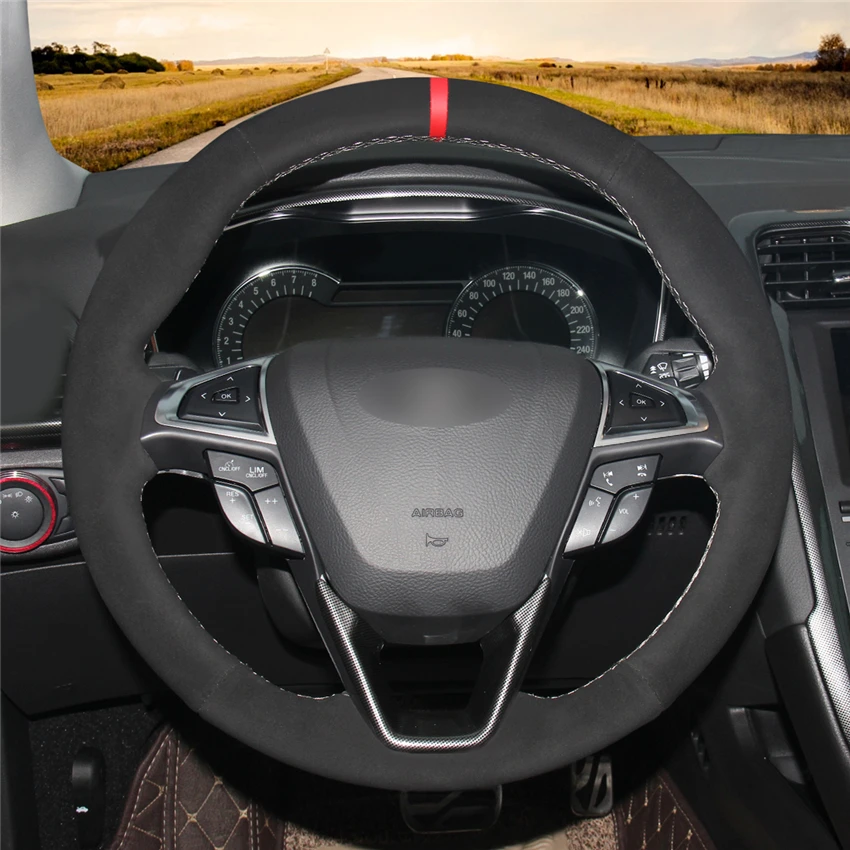 MEWANT черный замшевый чехол для руля автомобиля ручной работы Ford Mondeo 2014-2020 Edge Galaxy