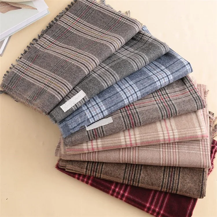 

large size 100%wool women fashion plaid scarfs long tassel pink 8color 90x210cm