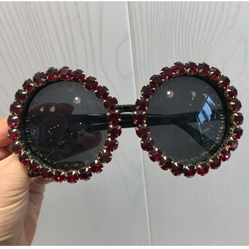 2018 Стразы солнцезащитные очки для женщин люксовый бренд черный красный
