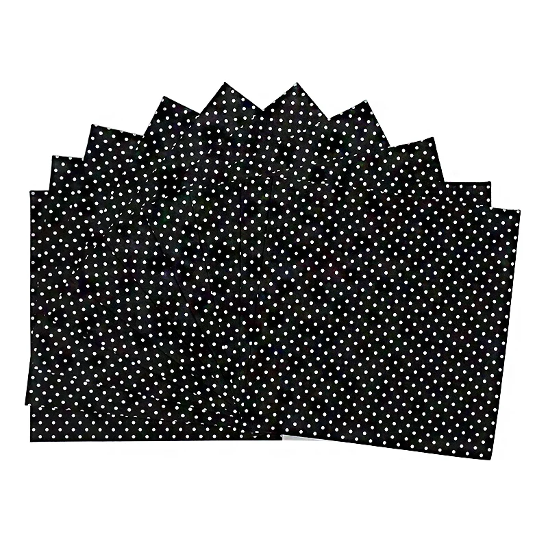 Фетровая ткань с принтом в горошек одноцветная черный цвет 1 мм плотная Нетканая