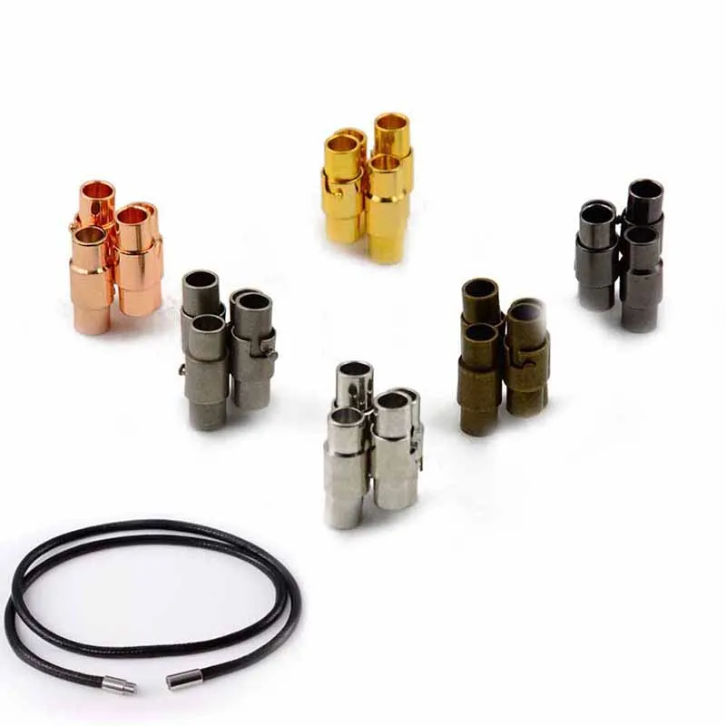 4 шт. золотые прочные круглые магнитные застежки для браслетов из кожаного шнура 3