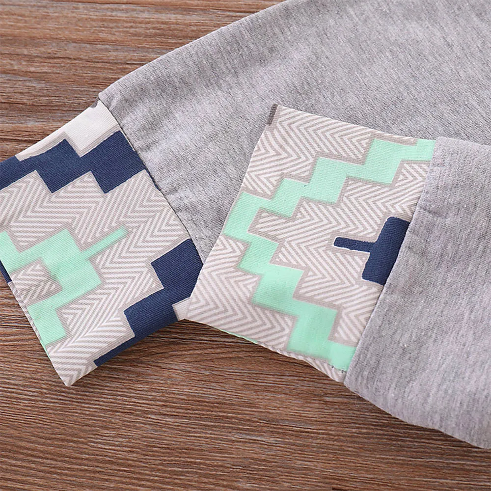 Cotton boy summer suit 2PCs Toddler Baby Boy Clothes Geometric Print Hoodie Tops+Long Pants Set Outfits boys clothes hot #06 |