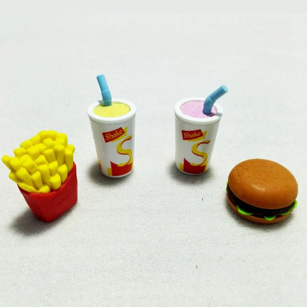 Резиновый стильный ластик для гамбургера Kawaii резинки картофеля фри молочного