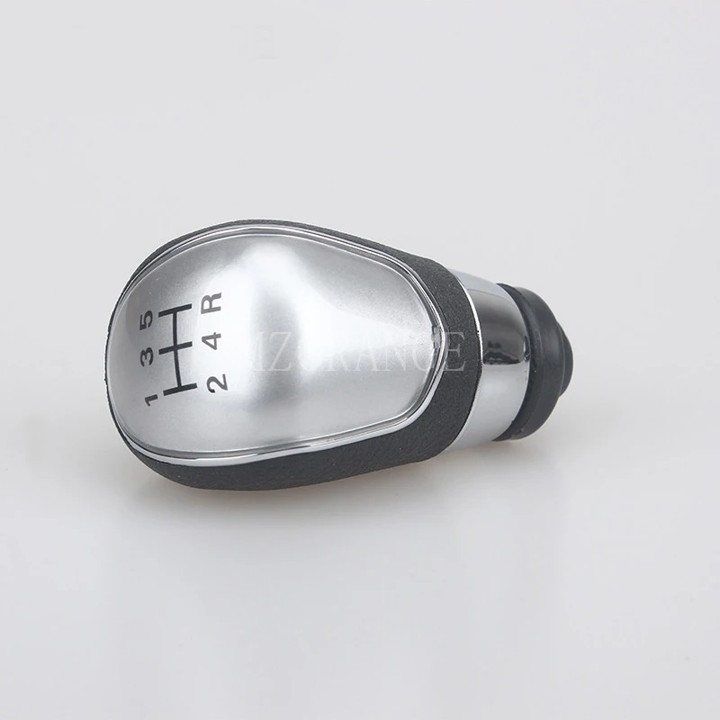 silver 5 Скорость ручной Шестерни рукоятка рычага переключения передач с кожаные ботинки со вставками для Ford Focus 2 2005 2006 2007 2008 2009 2010 2011 C-Max Kuga Fiesta - Название цвета: silver