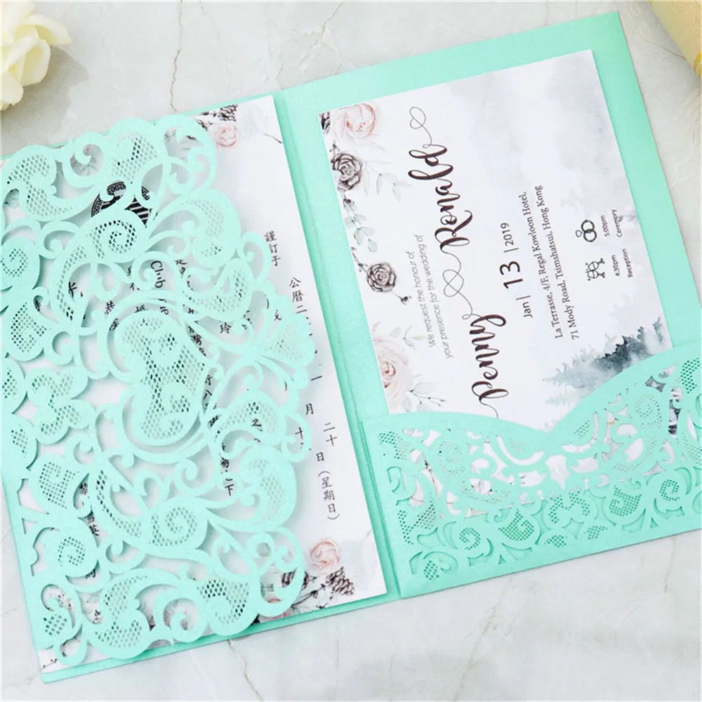 10 шт. свадебные приглашения лазерная резка роскошные золотые высококачественные