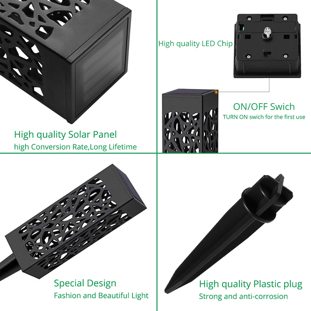 Водонепроницаемый светодиодный садовый светильник на солнечной батарее для