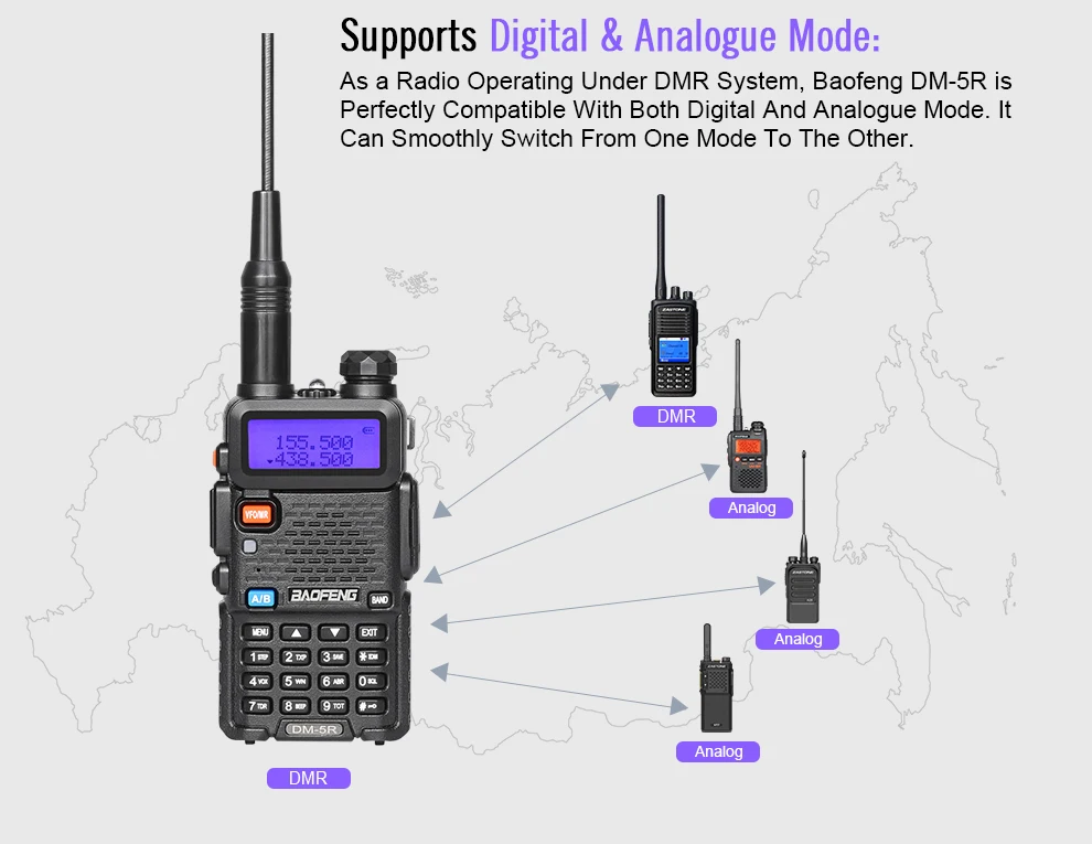 Baofeng DM-5R baofeng DMR цифровой UV5R двухстороннее радио портативное радио портативная рация радиоприемник для охоты цифровое аналоговое радио
