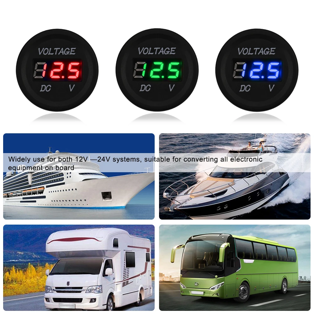 Светодиодный дисплей водонепроницаемый вольтметр для мотоцикла автомобиля