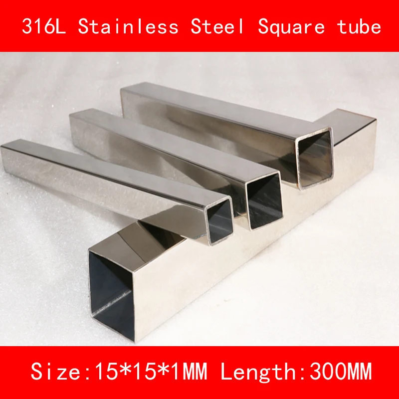 

316L Stainless steel square tube length of side 15*15mm Wall thickness 1mm Length 300mm