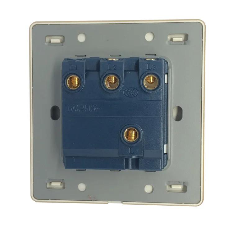 Home Furnishing Wall Switch Socket 86 Type Concealed Large Plate Champagne Gold Three Open Single Control 10A PC 220V |