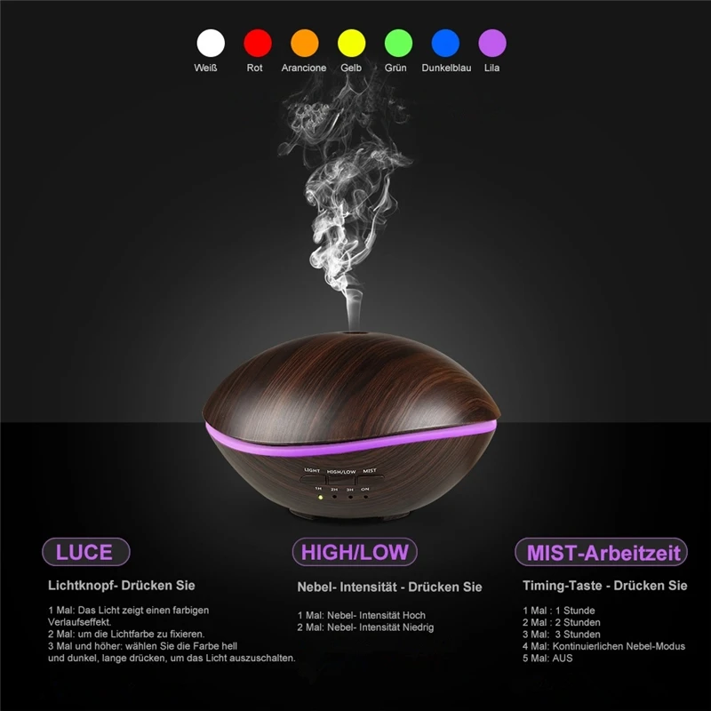 500Ml Led Light Air Ultrasonic Humidifier Household Essential Oil Diffuser Atomizer Freshener With Au P | Бытовая техника