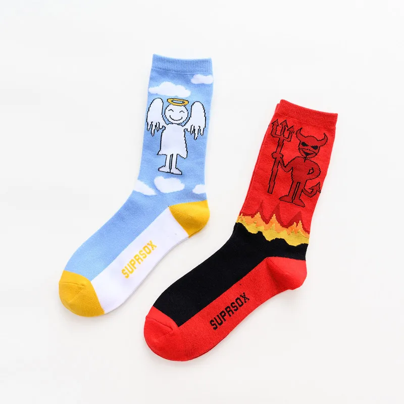 Мужские носки из чесаного хлопка в стиле Харадзюку забавные Носки с рисунком