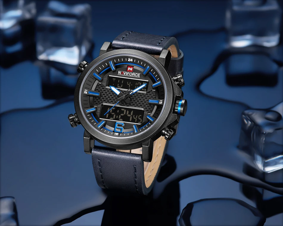 NAVIFORCE мужские часы водонепроницаемые цифровые часы Автоматическая Дата Неделя светодиодный дисплей мужские часы модные повседневные наручные часы Erkek Kol Saati
