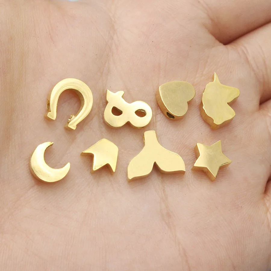 Jaymaxi Сердце Звезда Корона рыбий хвост Подкова золотой цвет зеркальные шармы