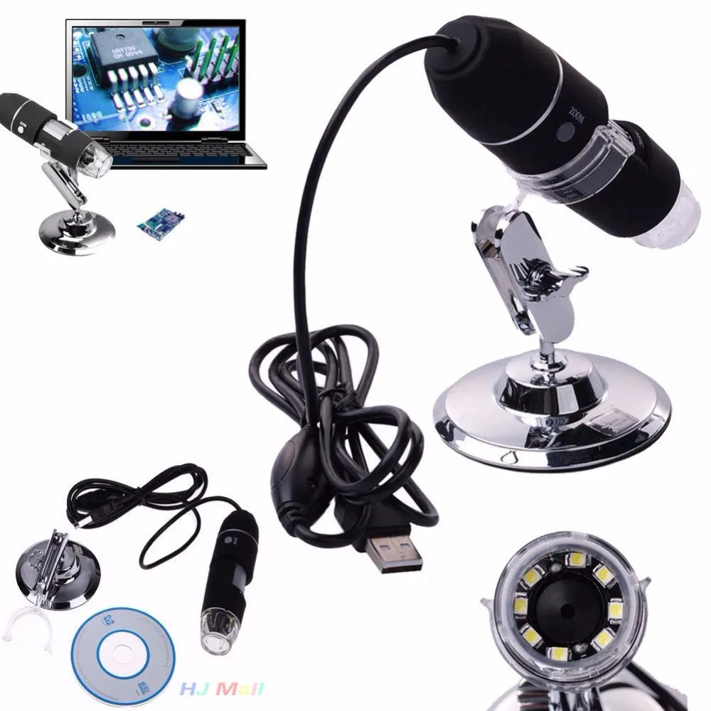 Jetery 2MP 1000X 8LED USB портативный цифровой микроскоп Видео камера лупа+ подставка Мега пиксель микроскопио Лупа эндоскоп
