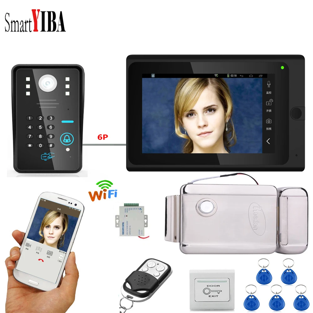 SmartYIBA 7 дюймов Wifi беспроводной RFID пароль видеодомофон умный дом дверь телефон