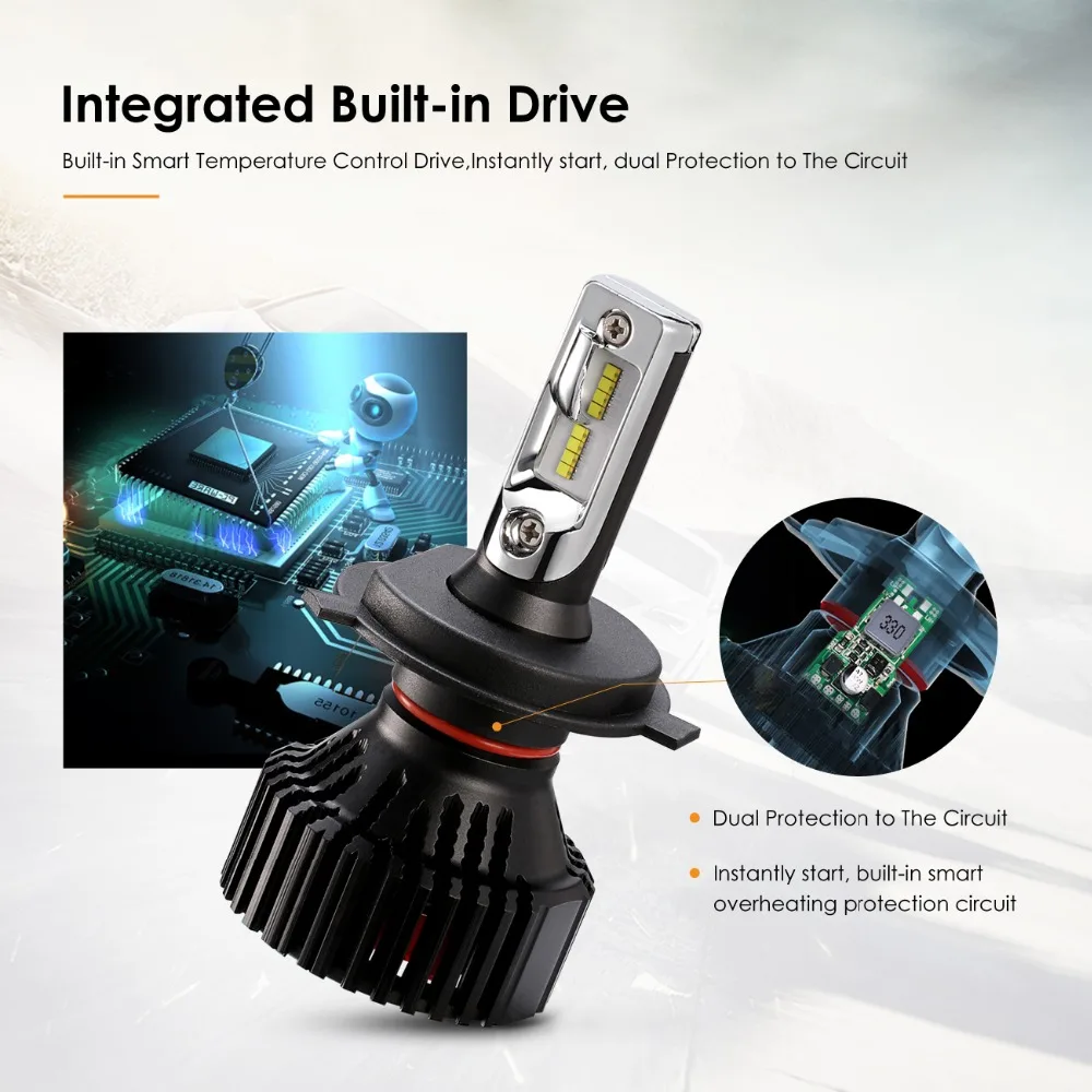 Oslamp T8 серии H4 светодиодный головной светильник H7 H11 9005 9006 светодиодный головной светильник 60 Вт 8000LM Автомобильный светодиодный головной светильник s лампы светодиодный светильник 6500K 12V