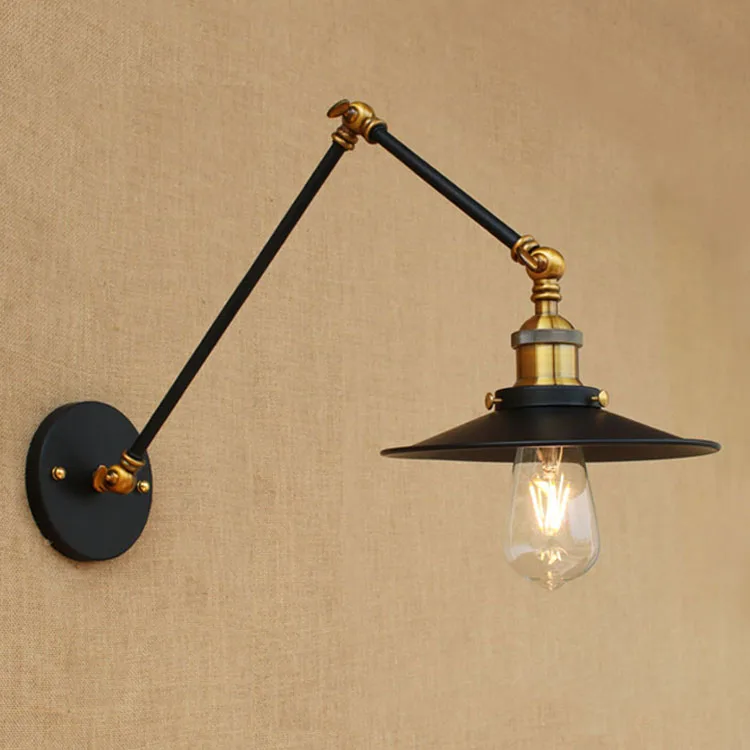 Винтажная настенная лампа черного цвета в стиле ретро Лофт настенный светильник