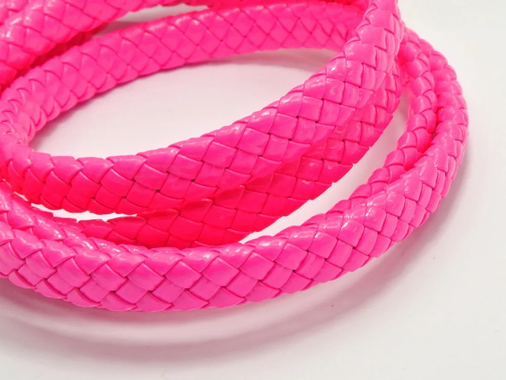 

16.4 Feets Neon Hot-pink Flat Braided Bolo Synthetic Leather Cord 10X4mm