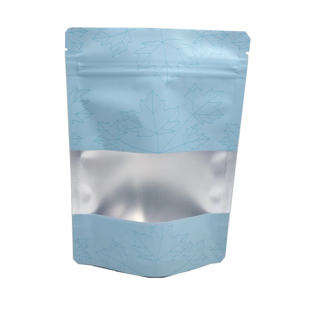 500Pcs/lot Colorful Maple Leaf Drawing Stand Up Window Aluminum Foil Ziplock Packing Bag Mylar Plastic Dry Flower Zipper Pouches | Дом и сад