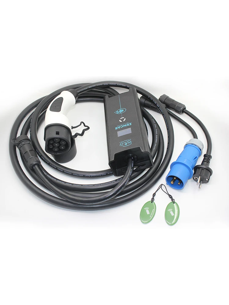 ZENCAR EVSE 10 16 20 24 32A Регулируемый CEE Schuko адаптер штекер IEC62196 Тип 2 5 м кабель электрический автомобиль ev зарядный кабель Duosida