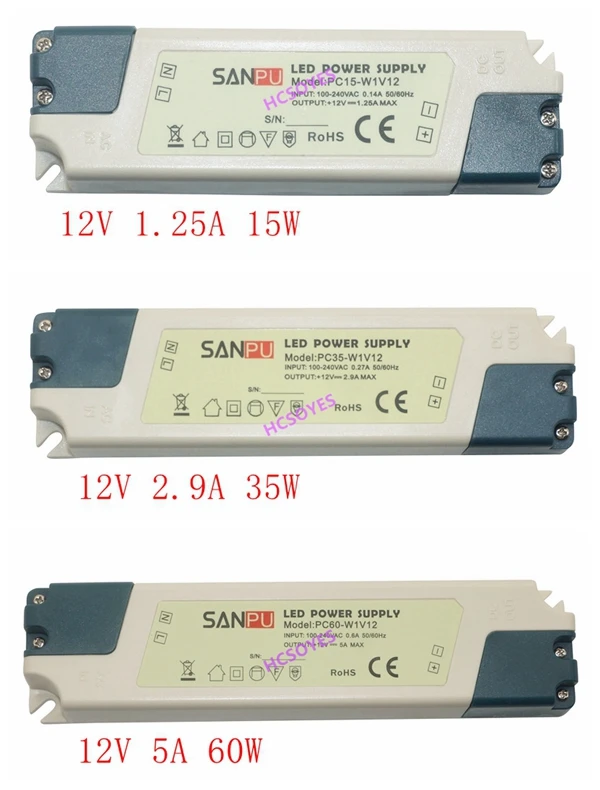 SANPU Пластик светодиодный освещение 12 V Питание Трансформатор 110 V 220 V AC DC 12 V 24 V 15 W 35 W 60 W светодиодный драйвера для видеонаблюдения Камера свет