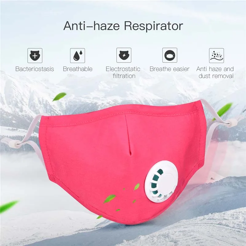Красный Хлопок PM2.5 анти-Дымчатая Маска дыхательный клапан Анти-пыль рот маска Активированный уголь респиратор рот муфельной+ 2 замена фильтра - Цвет: Красный