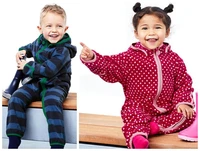 childrens small childrens fleece zipper pajamas boys and girls foreign trade home jumpsuit warm onesies